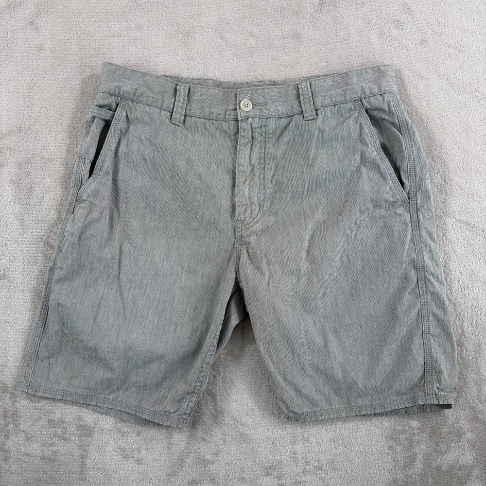 John Varvatos Star USA Shorts Men 33 Grey Striped Flat Front Chino Casual Preppy